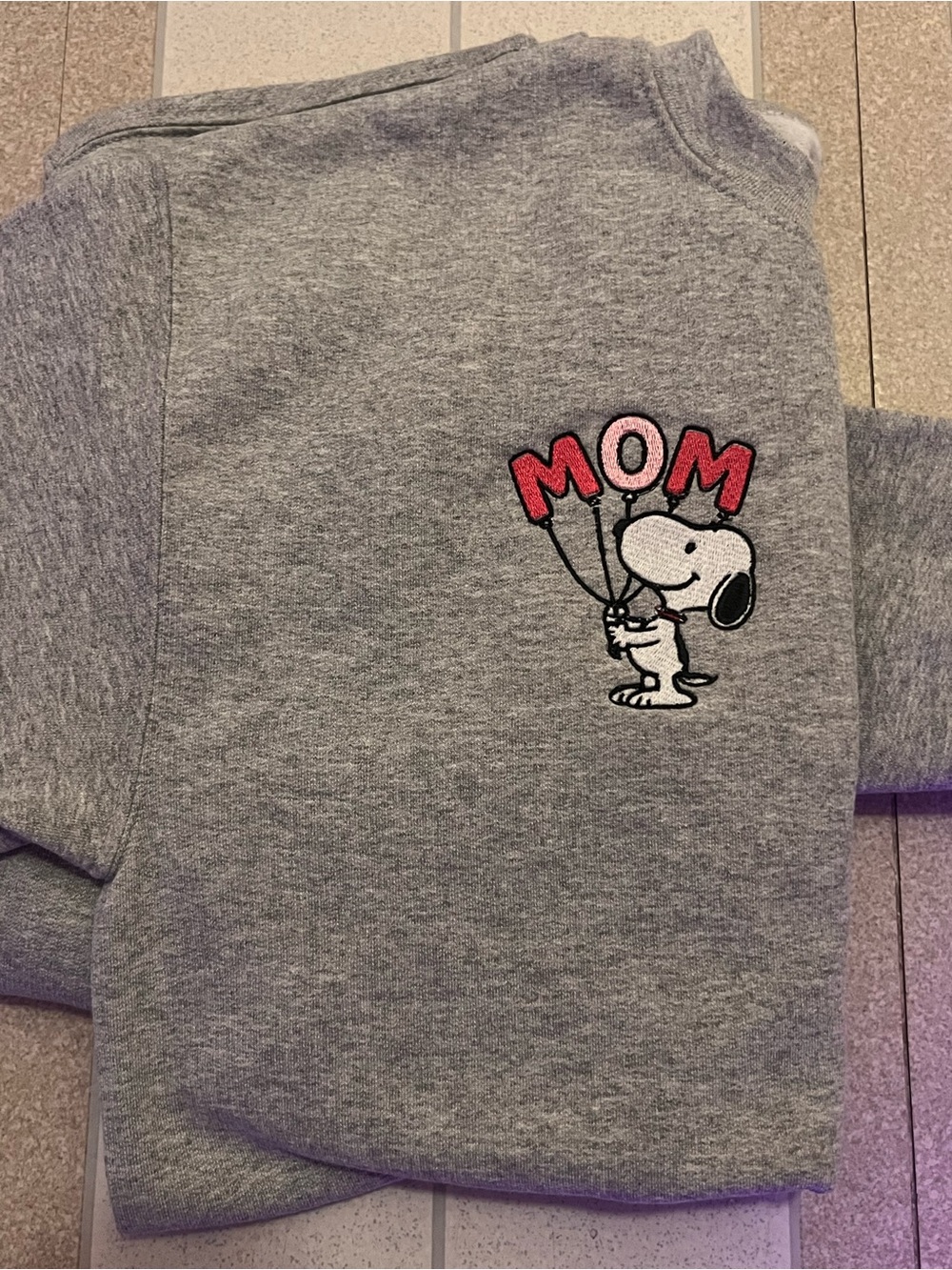 Kids Grey Snoopy "MOM" Graphic Sweatshirt